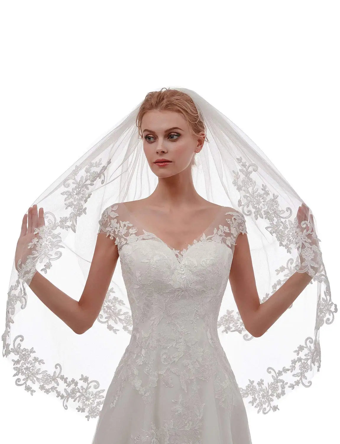 2-Tier Lace Bridal Veil with Comb