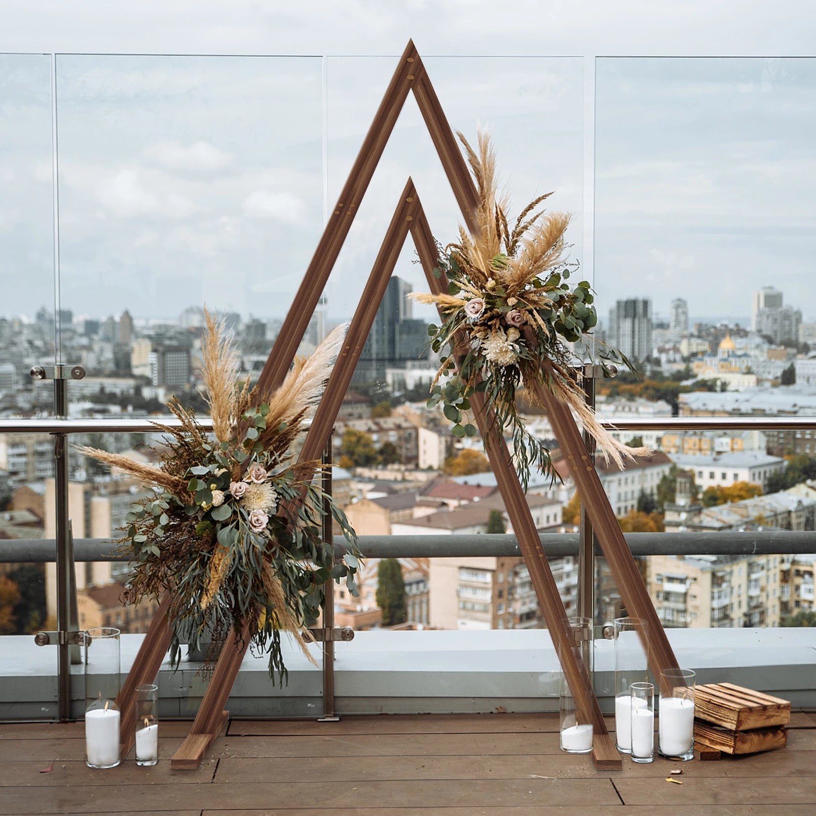 Adjustable Wooden Wedding Arch Backdrop Stand