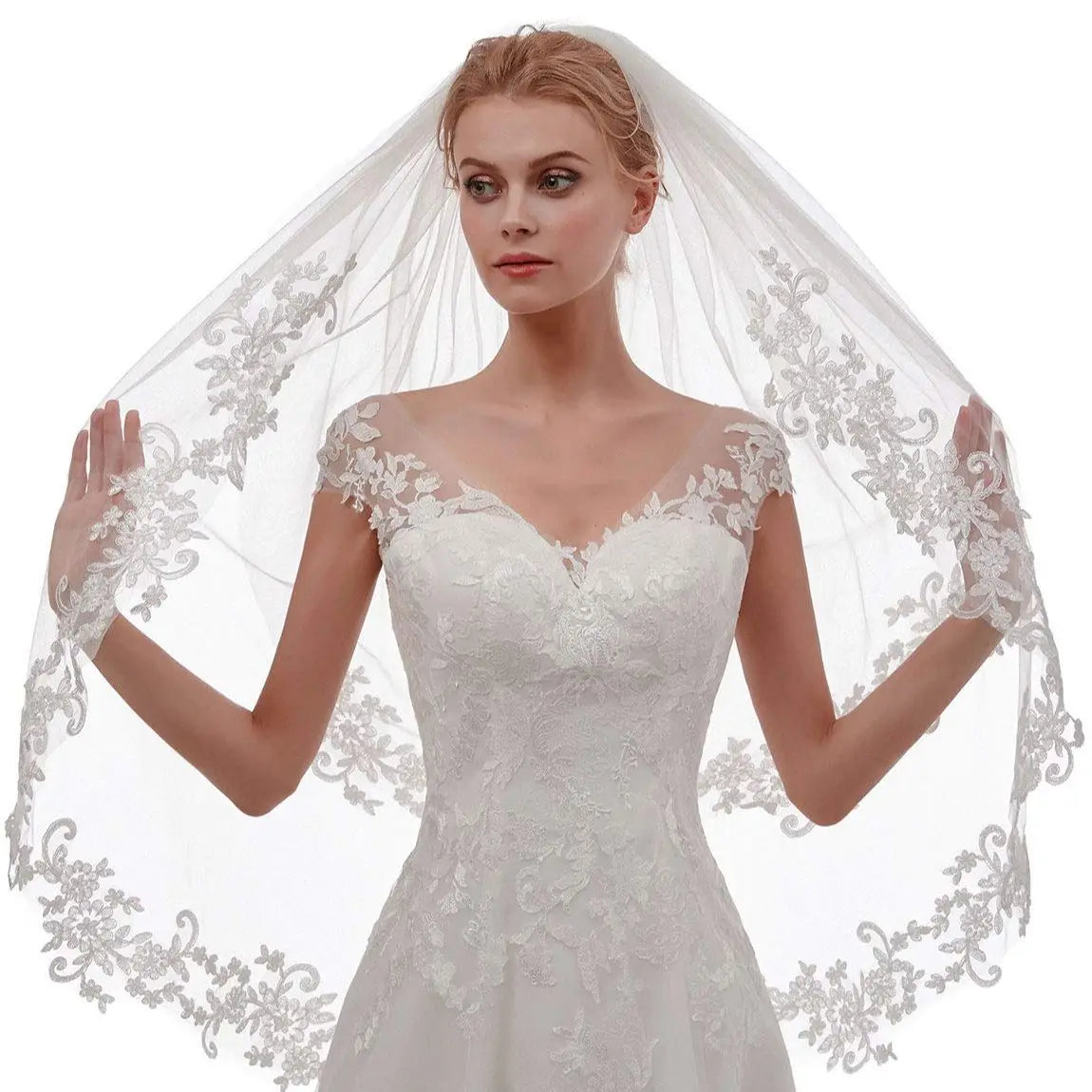 2-Tier Lace Bridal Veil with Comb